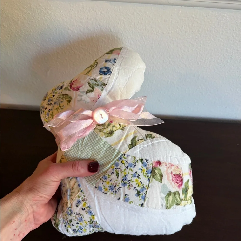 Set of two handmade Floral quilt Easter Bunny Pillow Set